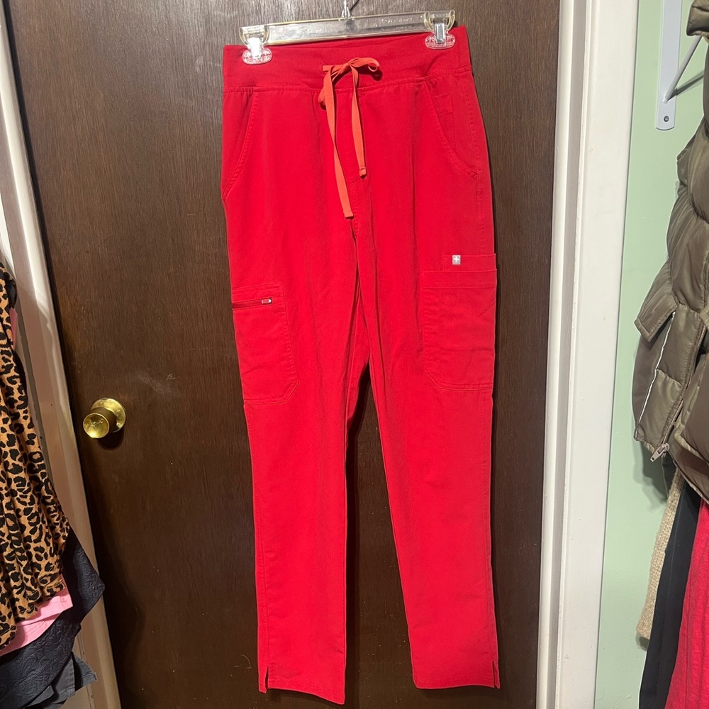 Pop red Figs high waisted Yola size small tall